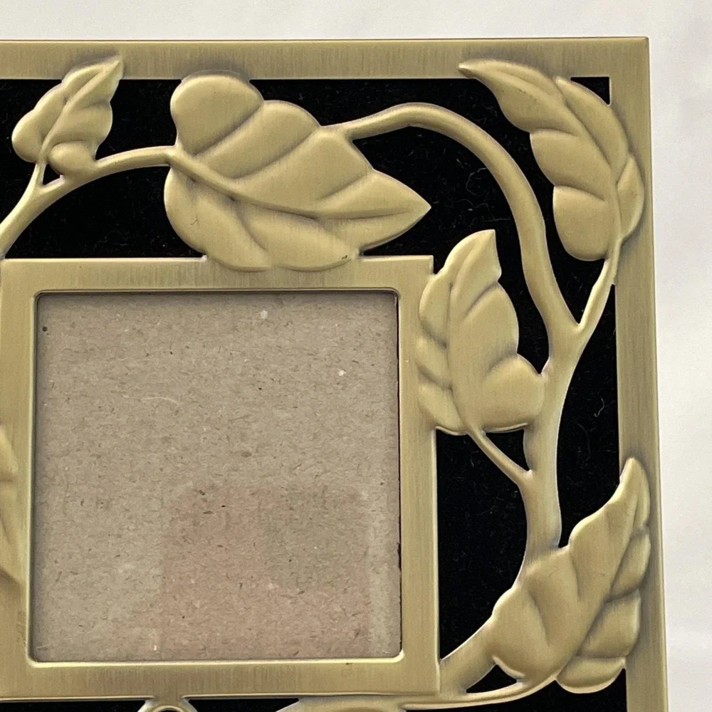 Table Top Leaves Brass Metal Picture Frame Ornate Cut Out Design ~ 6